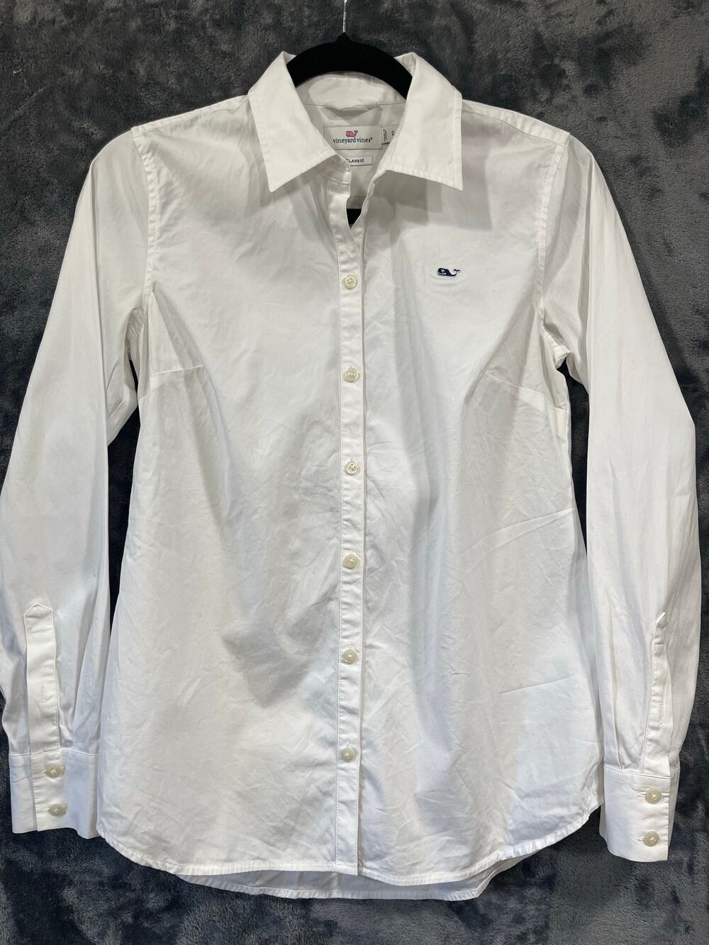 Vineyard Vines Solid White Long Sleeve Blouse Womens Size 2 Preppy